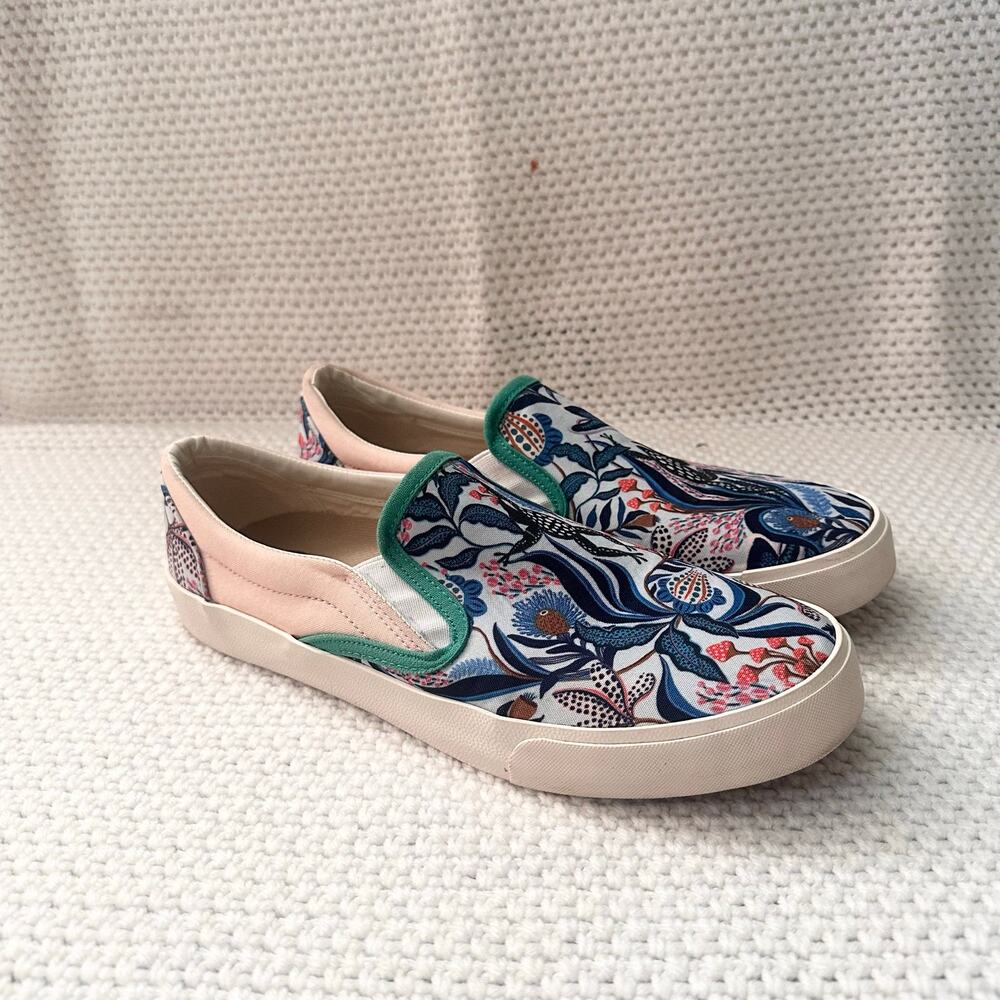 Inkkas Groove Green Blue Vibrant Colorful Print Canvas Slip On Sneakers 11 - Picture 2 of 9